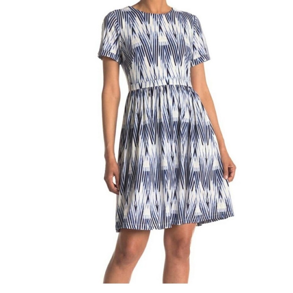 Maggy London Womans Blue Champaine Dress Fit Flare Pockets A-Line Short …
